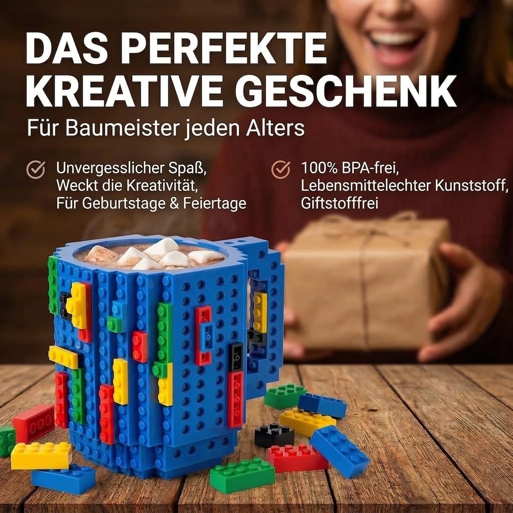 Brick Mug - Bausteine-Kaffeetasse 350ml - Kompatibler DIY Becher #Farbe_Blau
