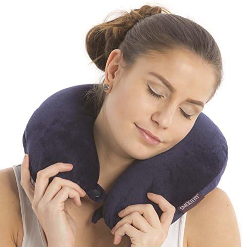 Smoothy Nackenkissen mit EPS-Perlen - Ergonomisches Reisekissen #Farbe_Blau