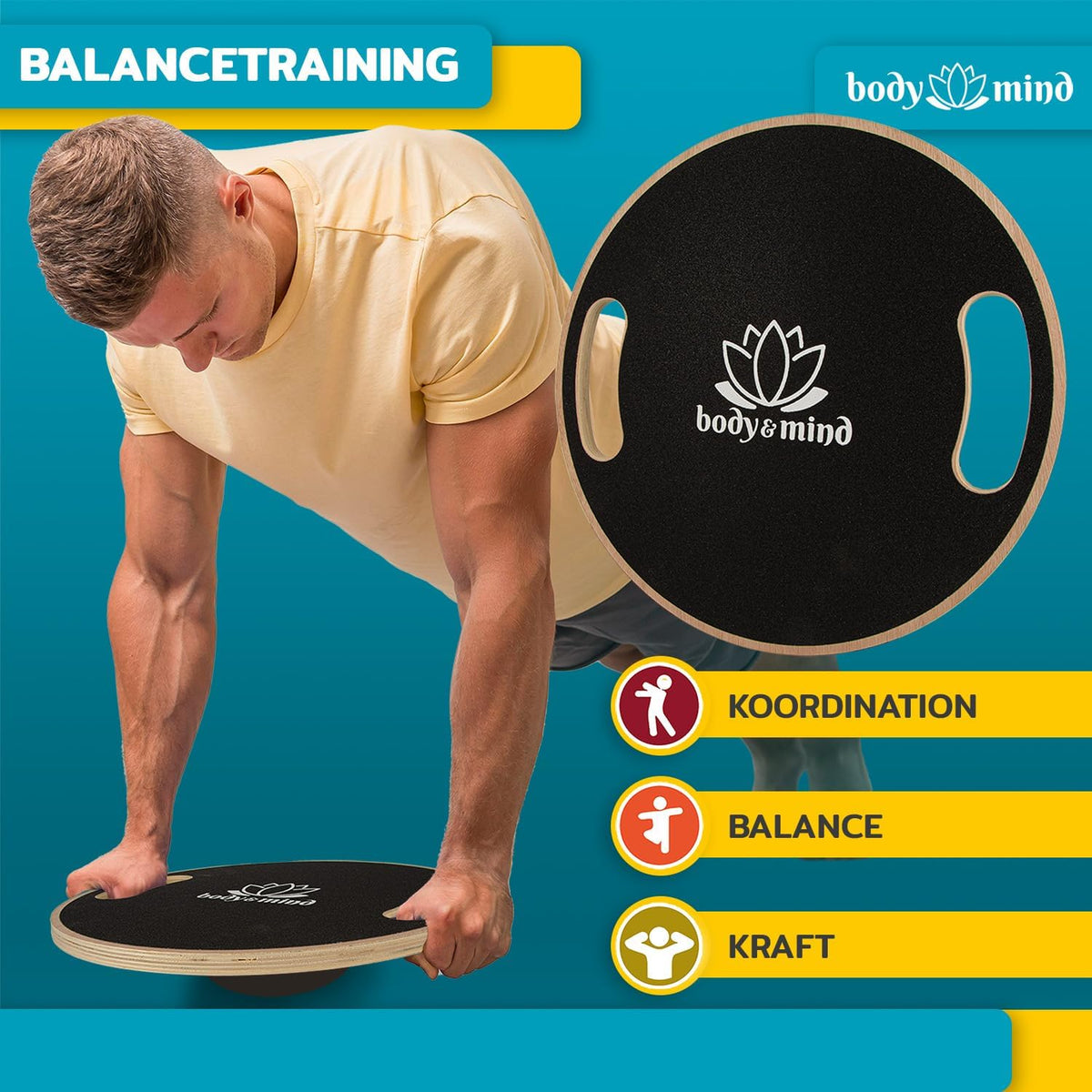 Balance-Board Deluxe – Stabiles Wackelbrett für Core & Fitness #Variante_Deluxe Set