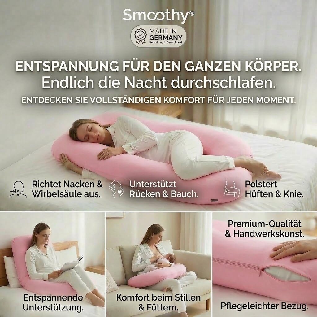 Schwangerschaftskissen & Seitenschläferkissen U-Form Stillkissen #Farbe_Pink