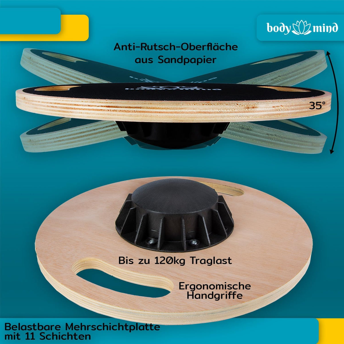 Balance-Board Deluxe – Stabiles Wackelbrett für Core & Fitness #Variante_Deluxe Set
