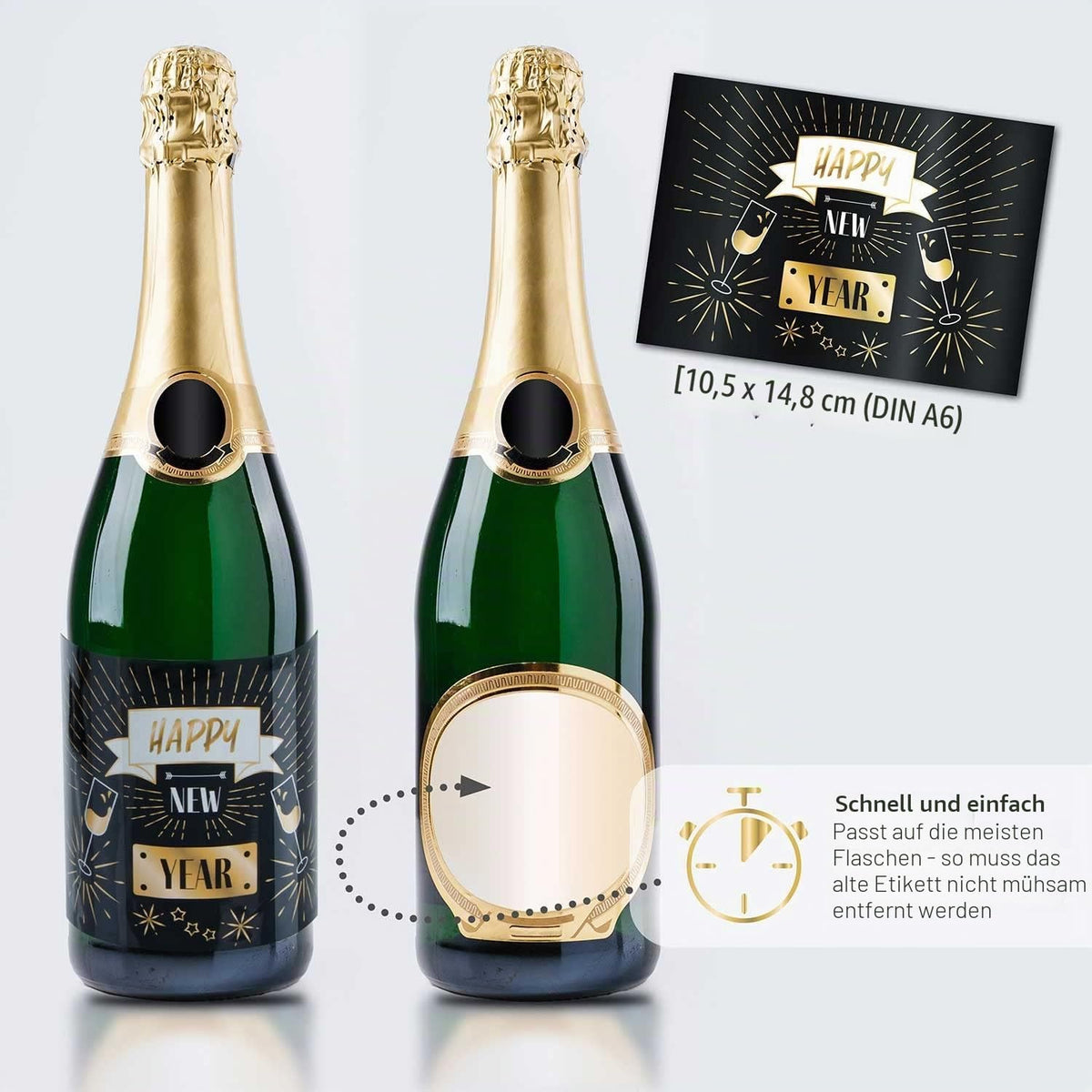 3x Flaschenetikett Verdient Bestanden – Geschenk für Prüfungen #Thema_Sylvester