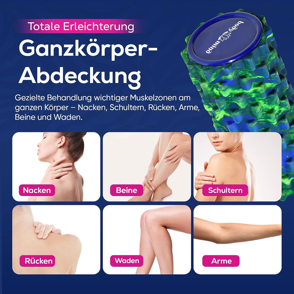 Body & Mind Faszienrolle – Massage-Rolle für Faszientraining #Farbe_Blau-Grün