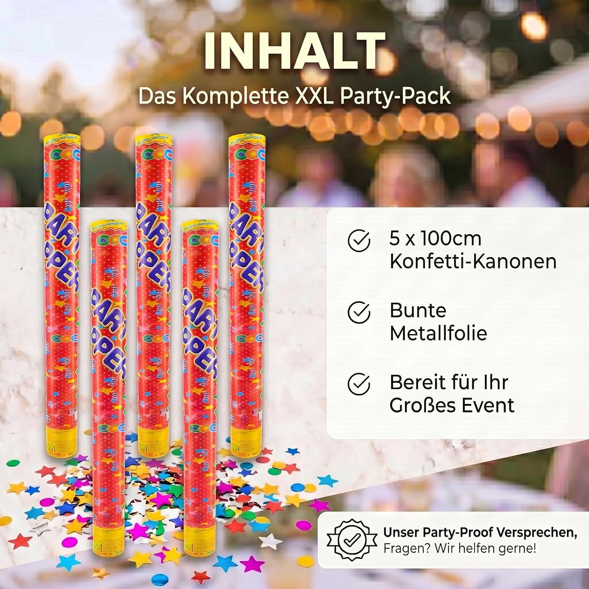 10x Konfettikanone XXL 100 cm – Bunte Sterne Party Popper #Anzahl_5