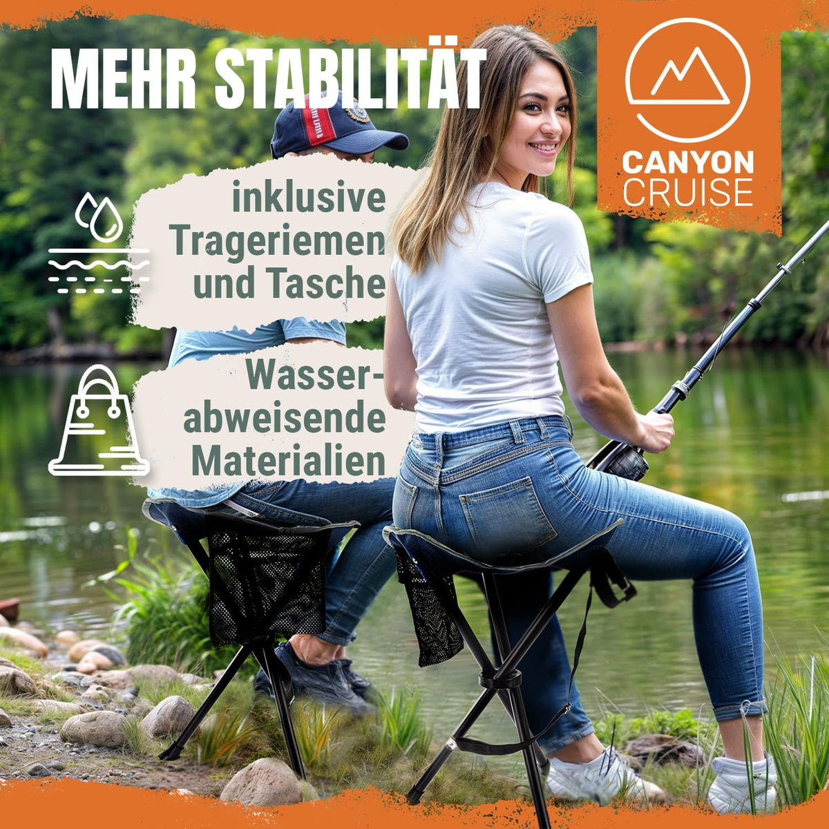 Camping-Hocker – Klappbarer Dreibeinhocker für Festivals & Outdoor #Variante_Deluxe #Anzahl_1