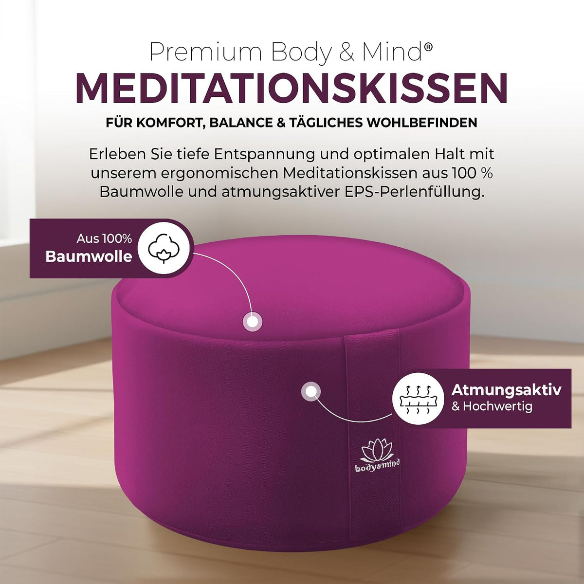 Yoga Meditationskissen - Ergonomisches Bodenkissen zur Entspannung #Farbe_Violett