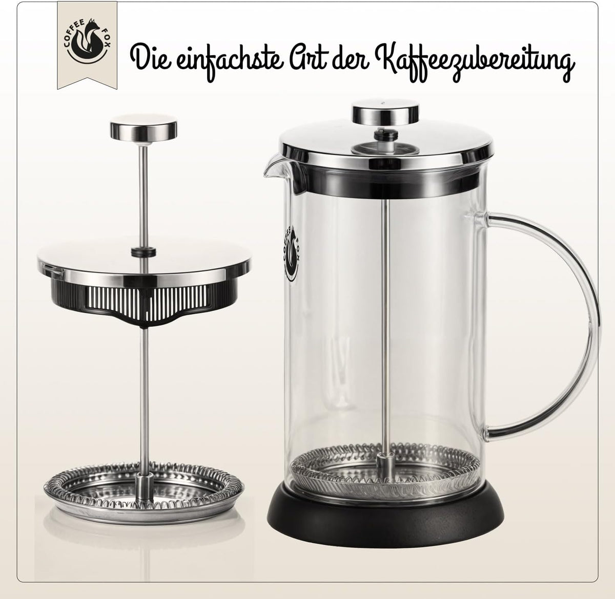 French Press Glas 1L - Kaffeebereiter für intensives Aroma