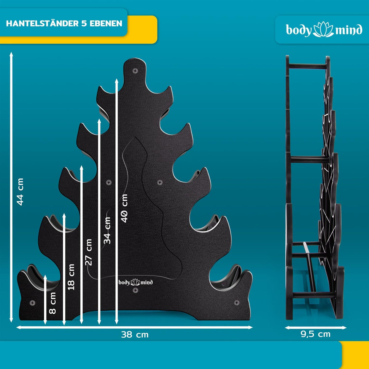 Neopren-Kurzhantel-Set mit Ständer – Platzsparendes Home-Gym #Variante_5 Ebenen - 10 Hanteln
