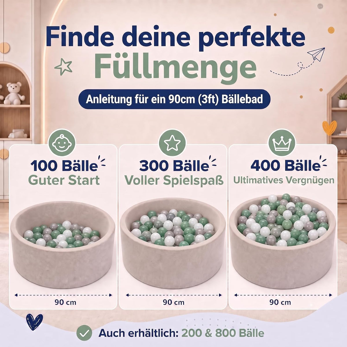 Bällebad-Bälle Grün/Grau/Weiß #Farbe_Grün/Grau/Weiß