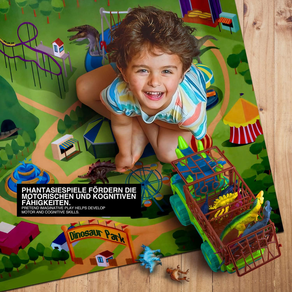 Dino Spiel-Set mit Spielmatte & Box - Robustes Kinder-Geschenk #Variante_Truck