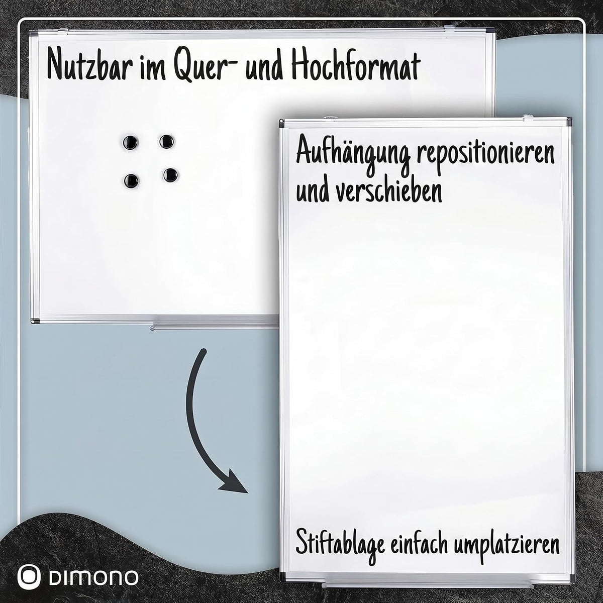 Magnetisches Whiteboard 90x60 cm mit Alurahmen & Ablage #Variante_Deluxe