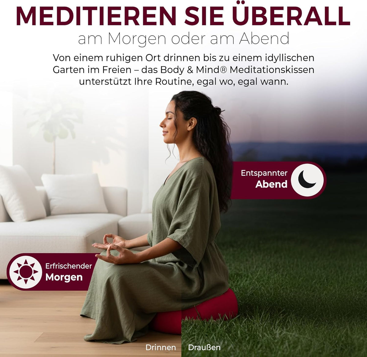 Yoga Meditationskissen - Ergonomisches Bodenkissen zur Entspannung #Farbe_Rot