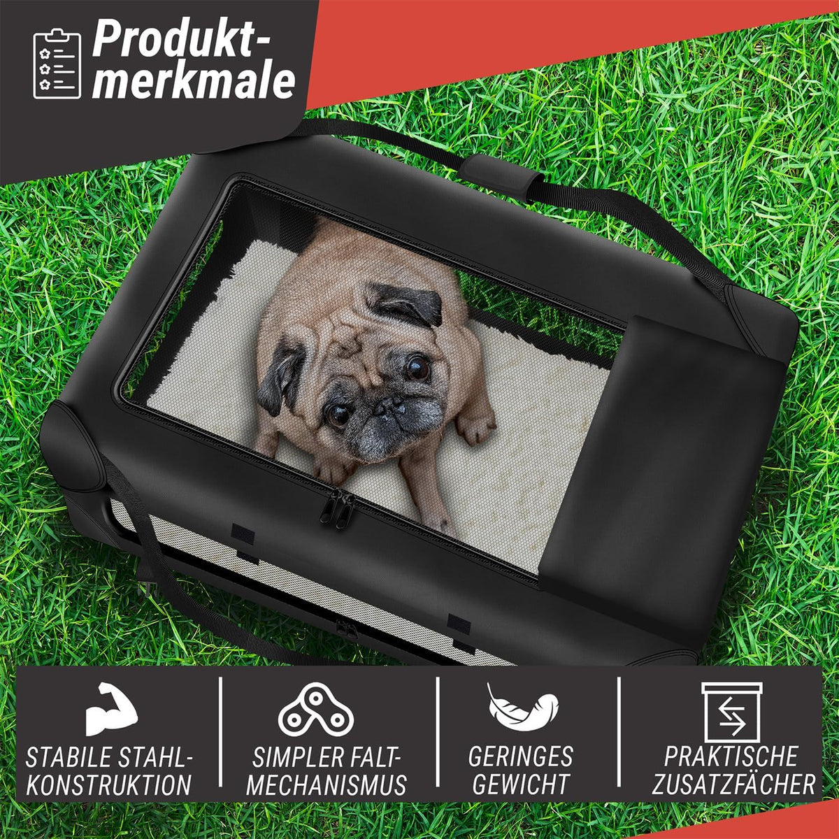 Faltbare Hundetransportbox Gr. S – Hundebox fürs Auto & Reisen