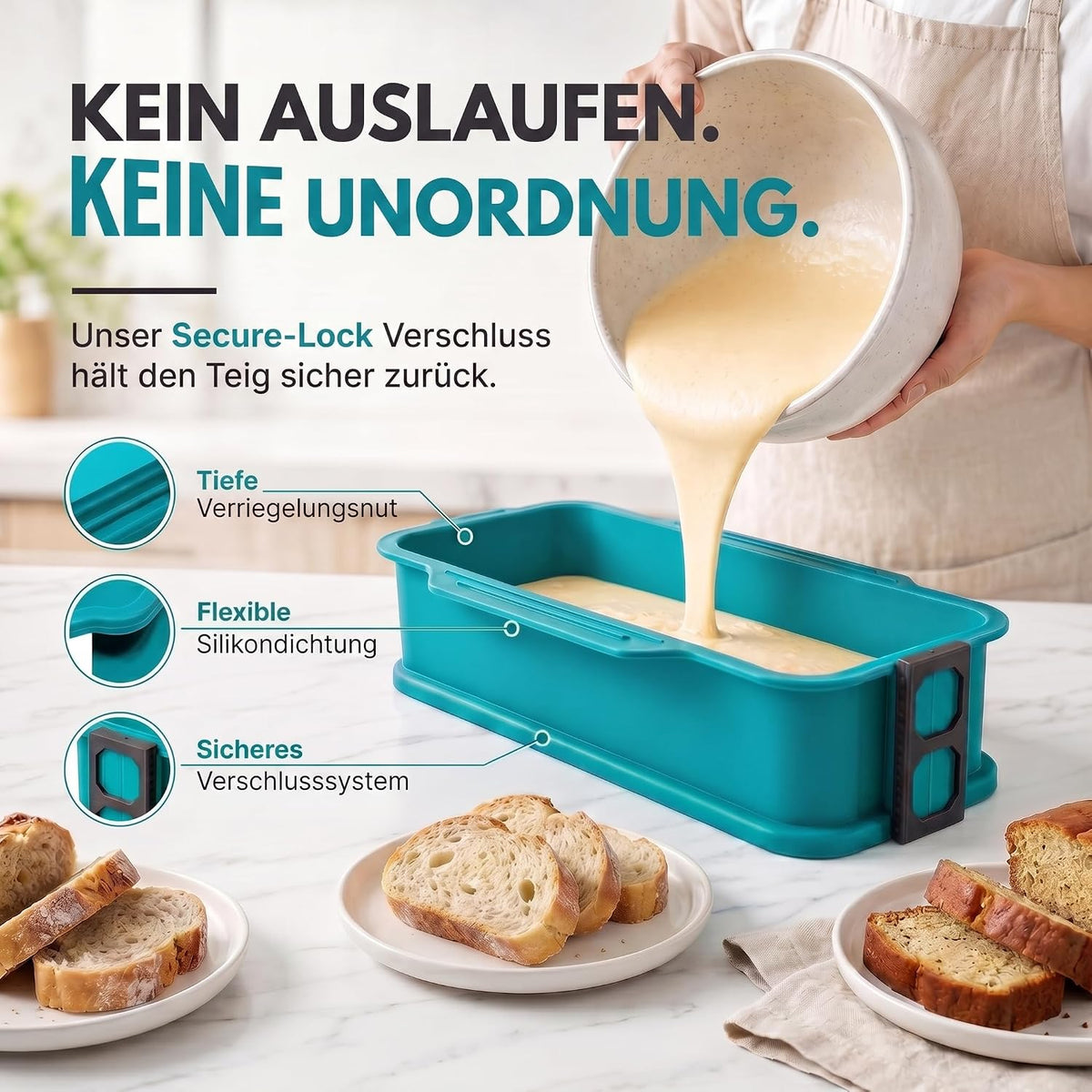 Silikon-Springform 23cm mit Glasboden – Auslaufsicher & Antihaft #Farbe_Kastenform