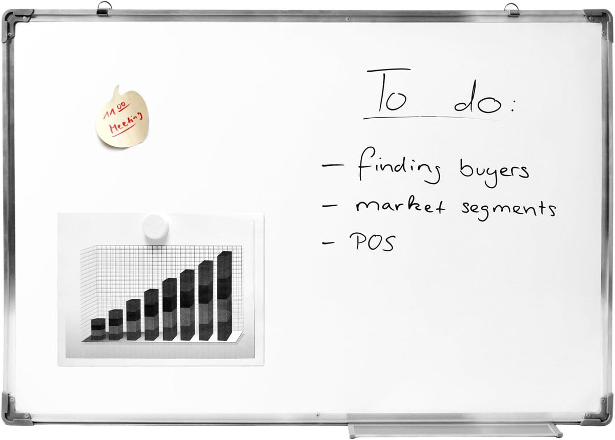 Magnetisches Whiteboard 90x60 cm mit Alurahmen & Ablage #Variante_Classic