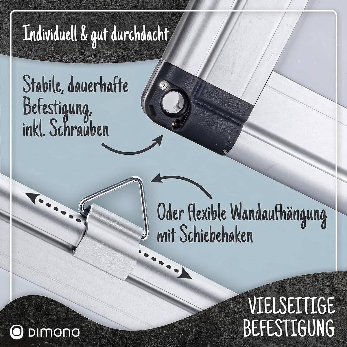 Magnetisches Whiteboard 90x60 cm mit Alurahmen & Ablage #Variante_Deluxe