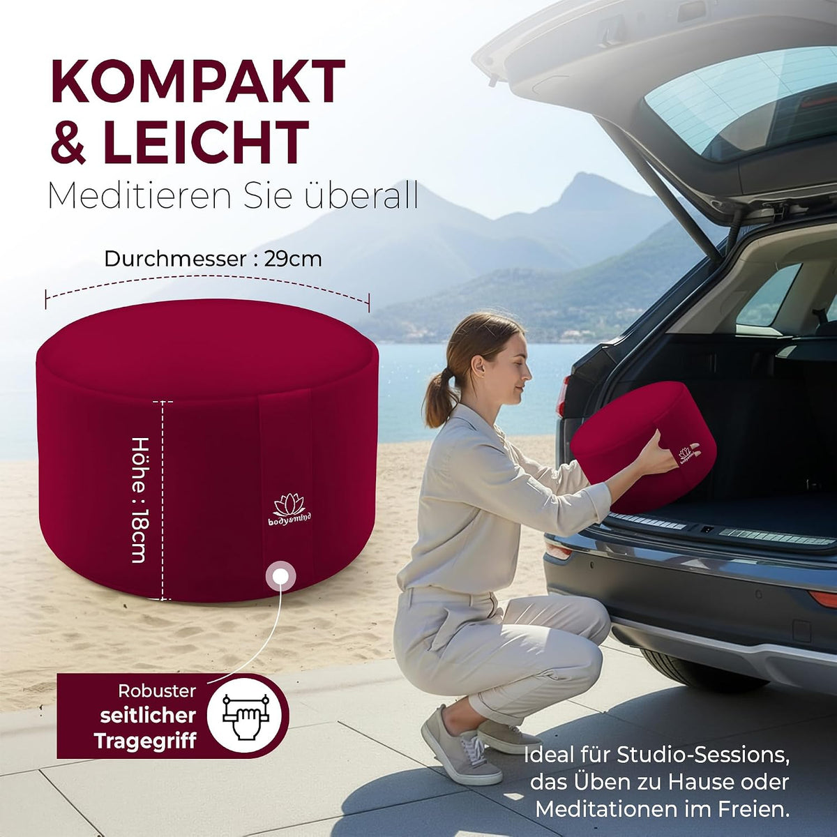 Yoga Meditationskissen - Ergonomisches Bodenkissen zur Entspannung #Farbe_Rot