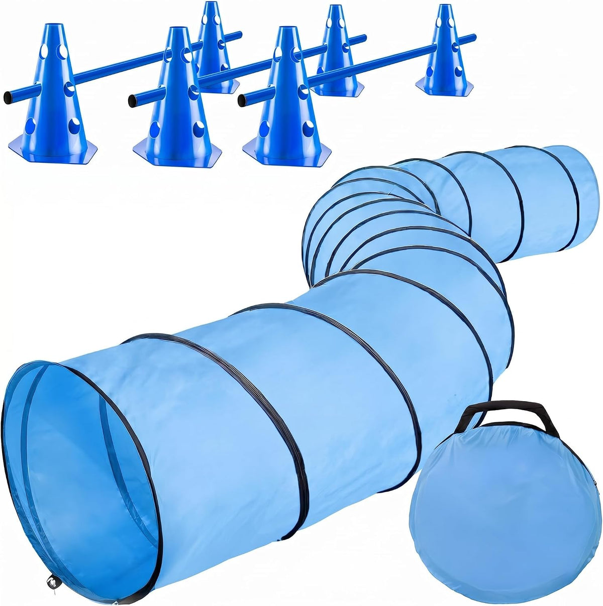 Hunde Agility Tunnel Set 500 cm - Spieltunnel mit Hürden #Variante_Groß