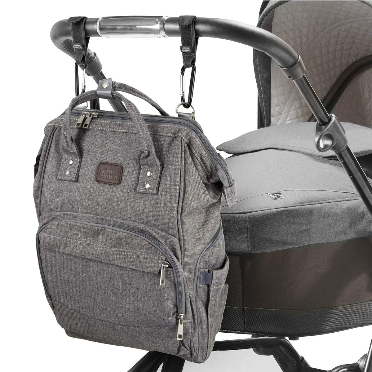Kinderwagen-Haken 2er-Set - Rutschfeste Halterung für Wickeltaschen #Variante_2er Set