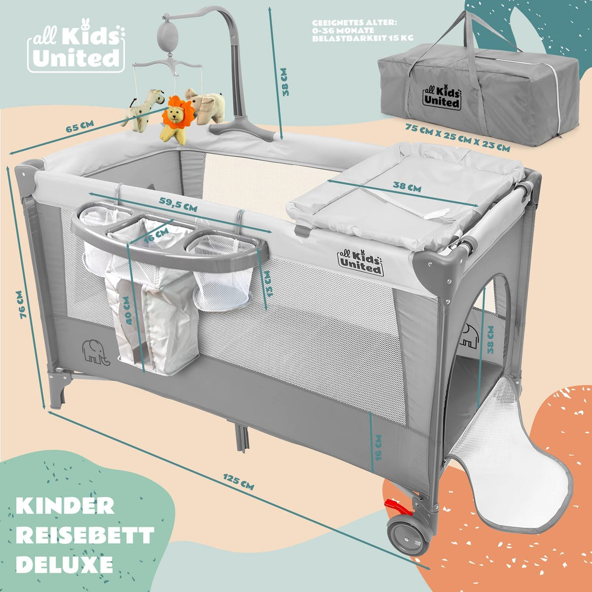 Baby-Reisebett Grau #Farbe_Grau