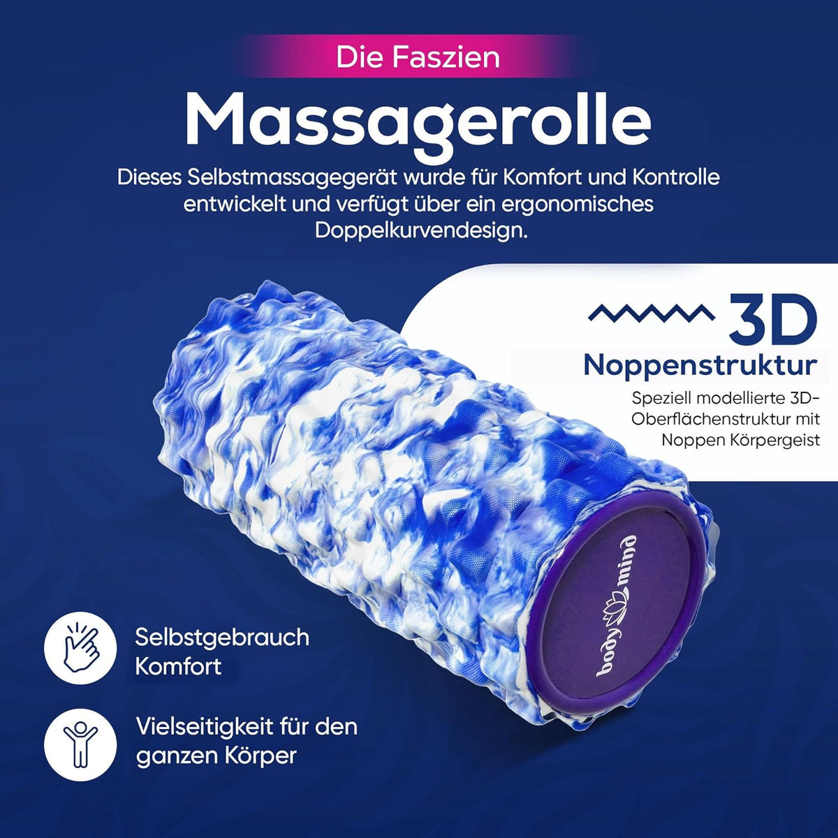 Body & Mind Faszienrolle – Massage-Rolle für Faszientraining #Farbe_Blau-Weiß