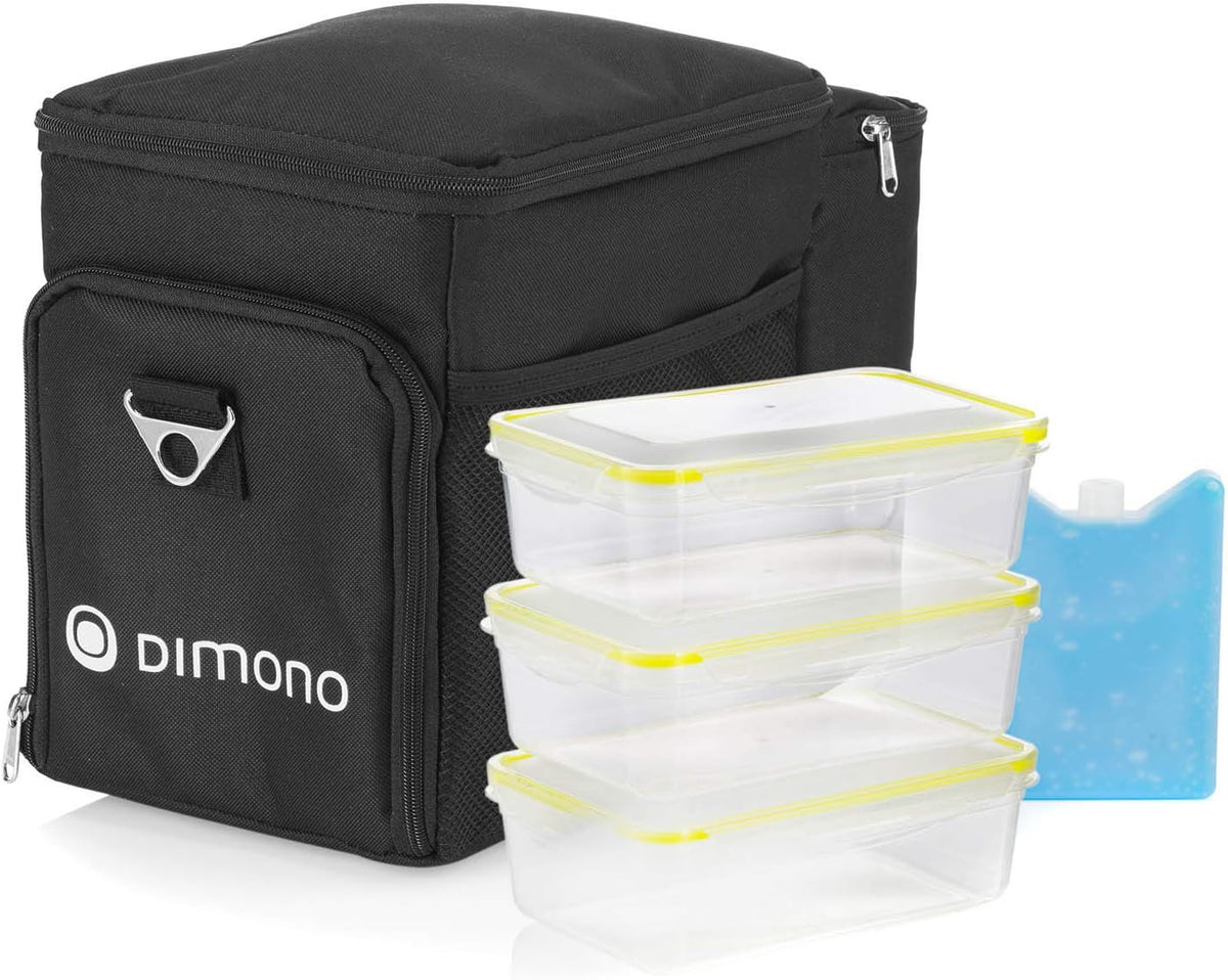 Dimono Kühltasche 15L Set inkl. 3 Frischhaltedosen #Farbe_Schwarz