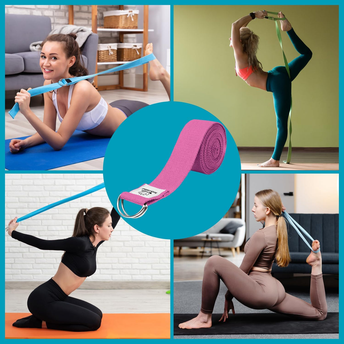 Yoga Gurt 250 cm mit Metall-D-Ring - Rutschfest & Langlebig #Farbe_Rot
