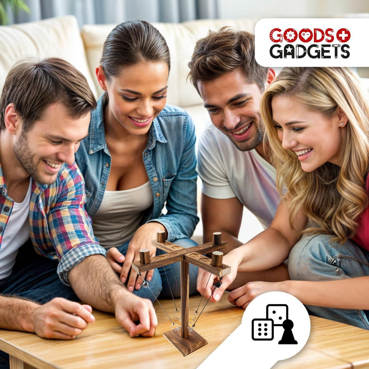 Ringwurf-Spiel Deluxe 2.0 aus Holz – Spannendes Party-Haken-Spiel #Variante_4 Spieler