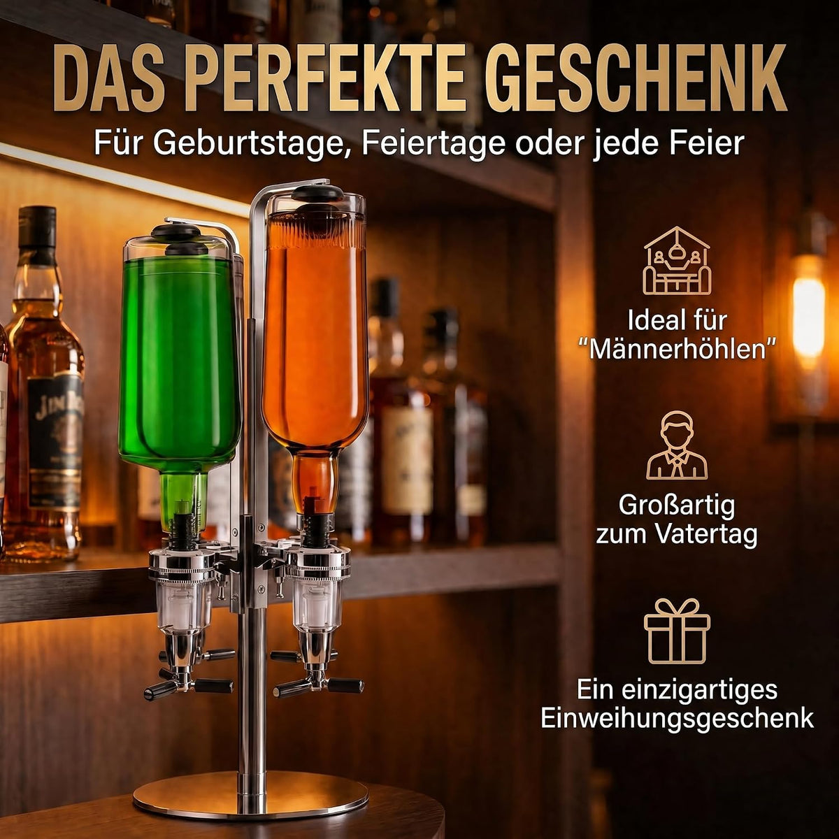 4-fach Wand-Spirituosenspender - Hochwertiger Bar-Butler & Portionierer #Variante_4-fach