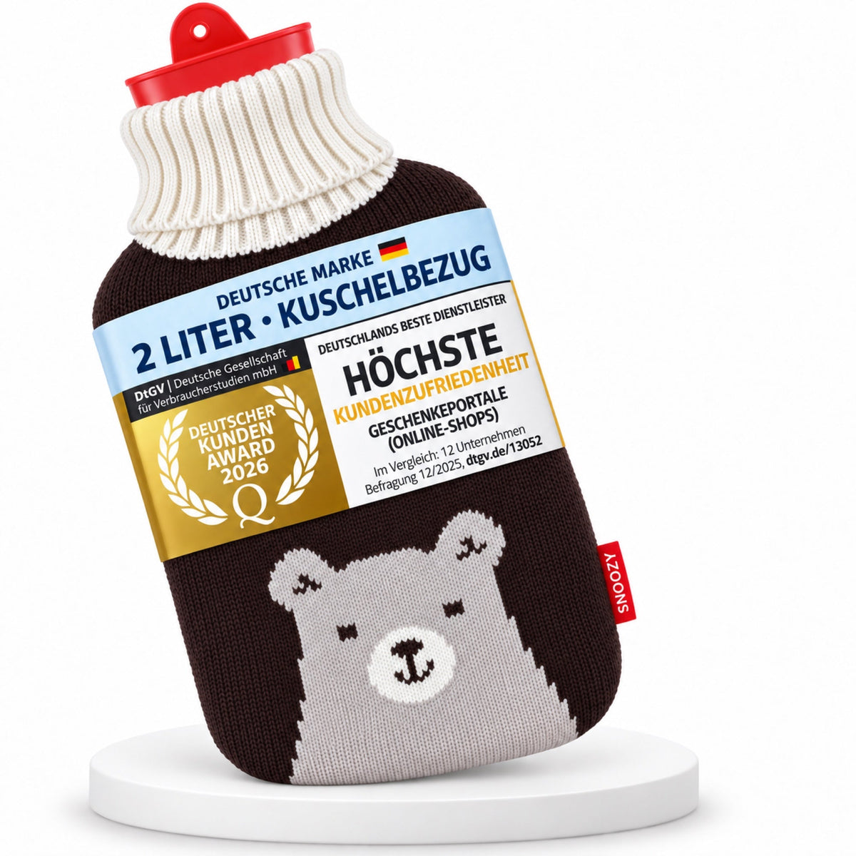 Snoozy 2L Wärmflasche mit süßem Bär-Bezug – 100% Naturkautschuk | B009IKFJCW