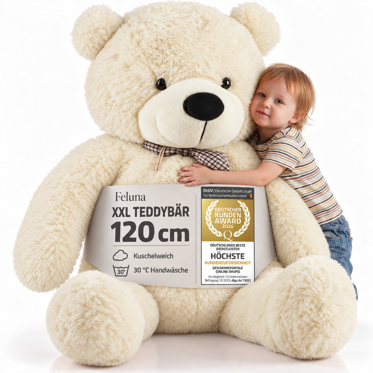 Riesen Teddybär 120 cm XXL – Kuscheliger Plüschbär Hellbraun #Farbe_Weiß