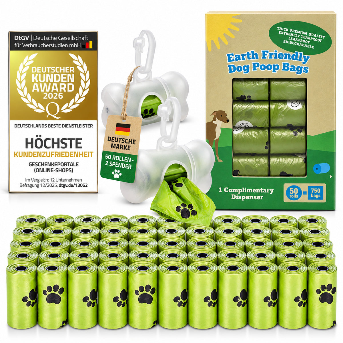 Hundekotbeutel 50 Rollen mit zwei Spendern – SKU 87555303