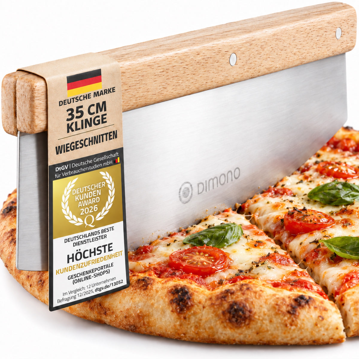 35 cm Pizzaschneider mit Holzgriff, ohne Prüfengel