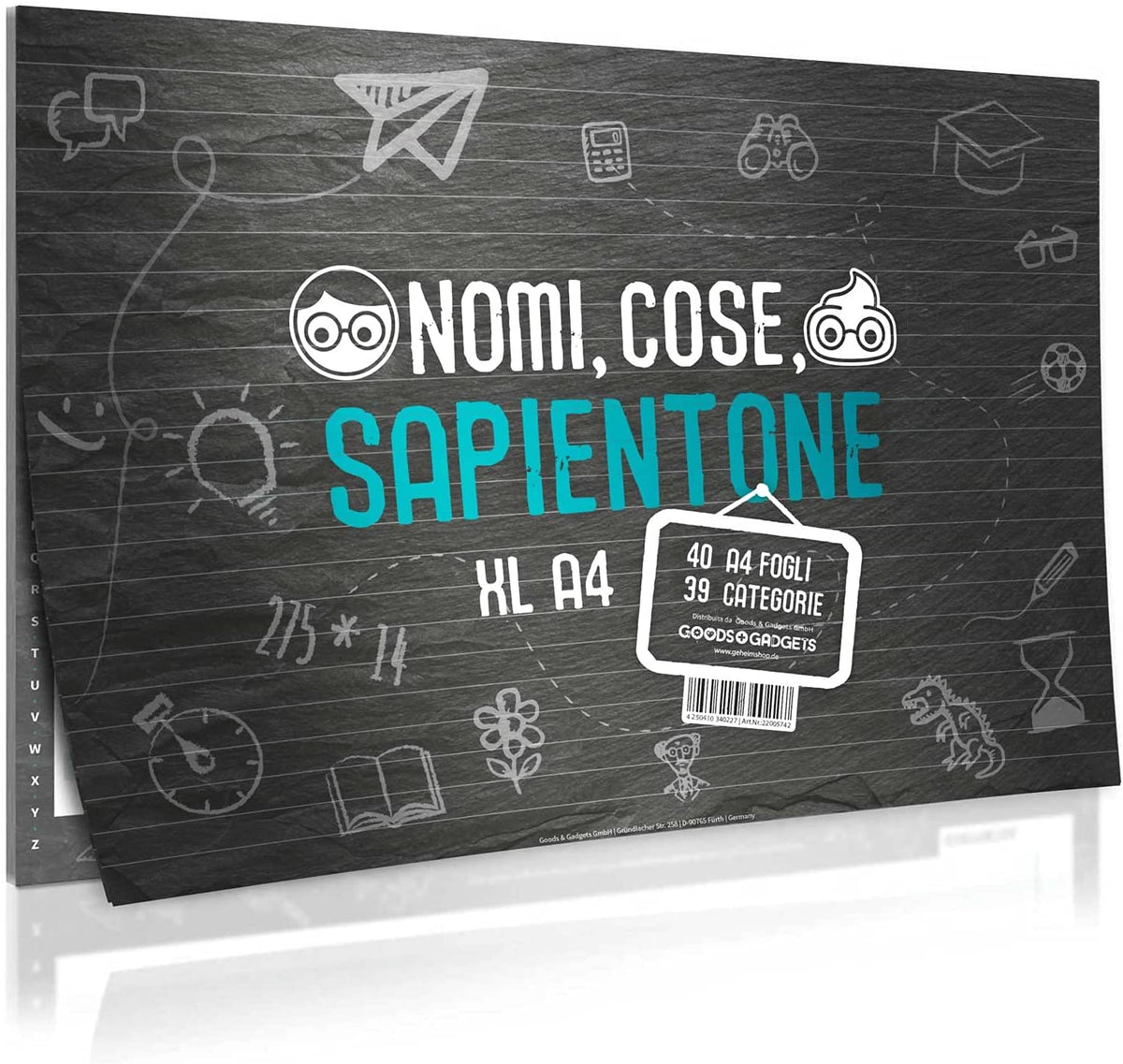 Nomi, Cose, Sapientone – edizione italiana A4, 40 fogli e 39 categorie