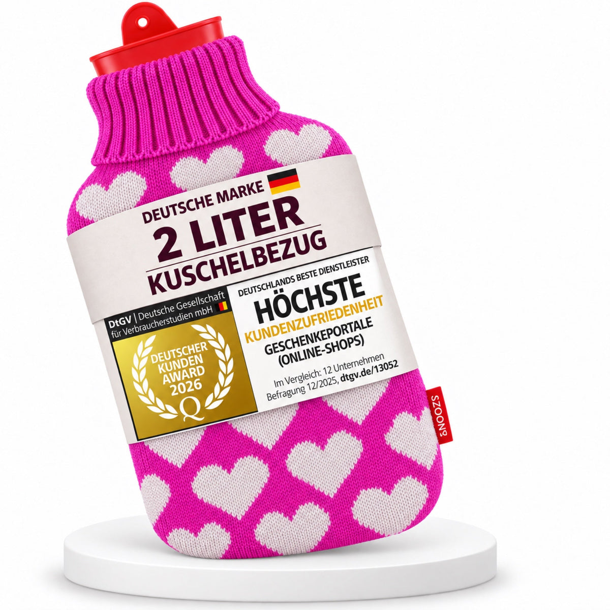 Snoozy 2L Wärmflasche mit Herz-Bezug - Kuschelige Wärme | B0BQWD6CBC