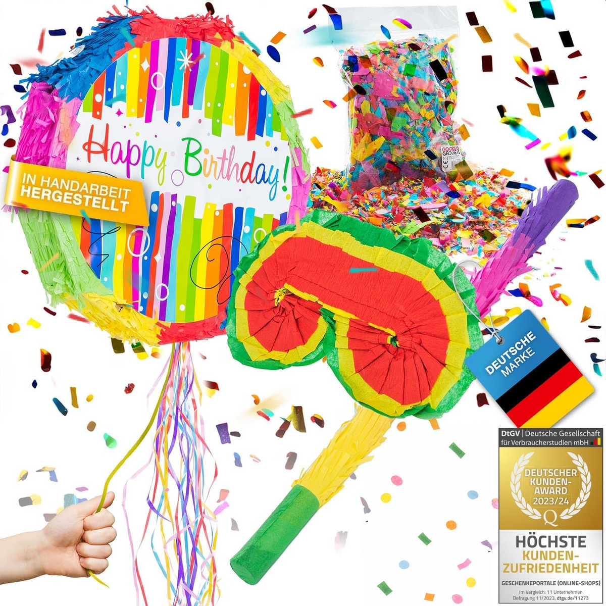 Piñata Happy Birthday mit Deutschem Kundenaward