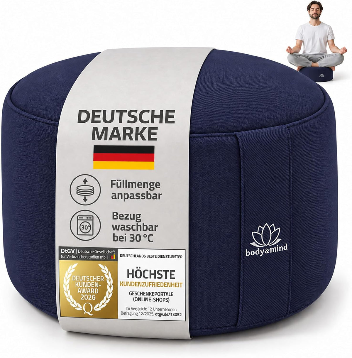 Yoga Meditationskissen Blau – Body & Mind® #Farbe_Blau