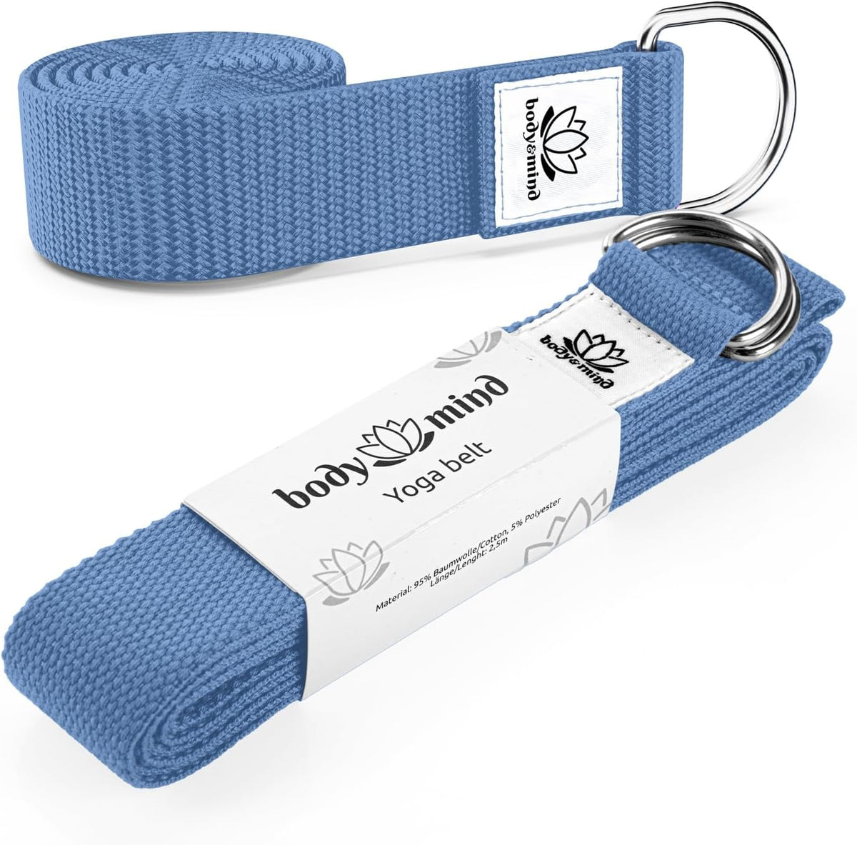 Yoga Gurt 250 cm mit Metall-D-Ring - Rutschfest & Langlebig #Farbe_Blau-Grau