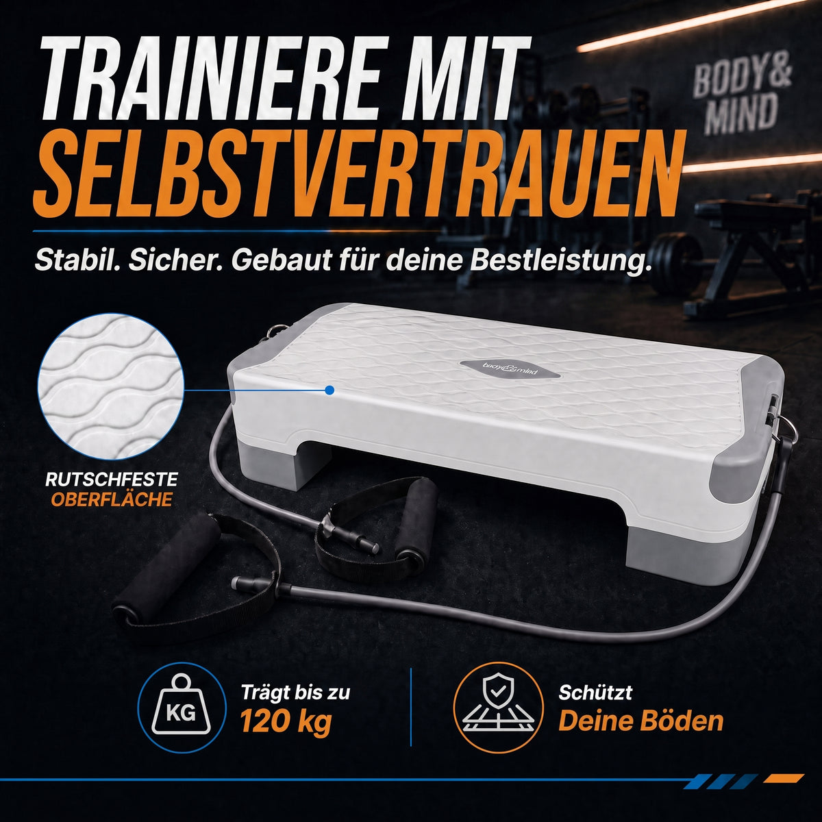body & mind Aerobic Stepper – höhenverstellbar in 3 Ausführungen