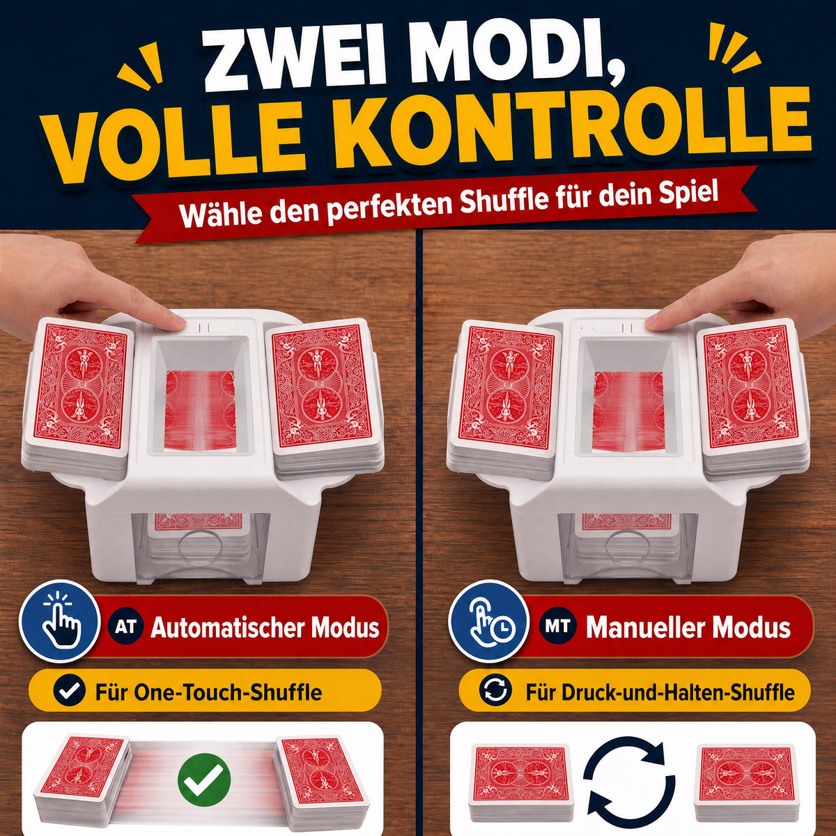 Elektrische Kartenmischmaschine für bis zu 4 Kartendecks