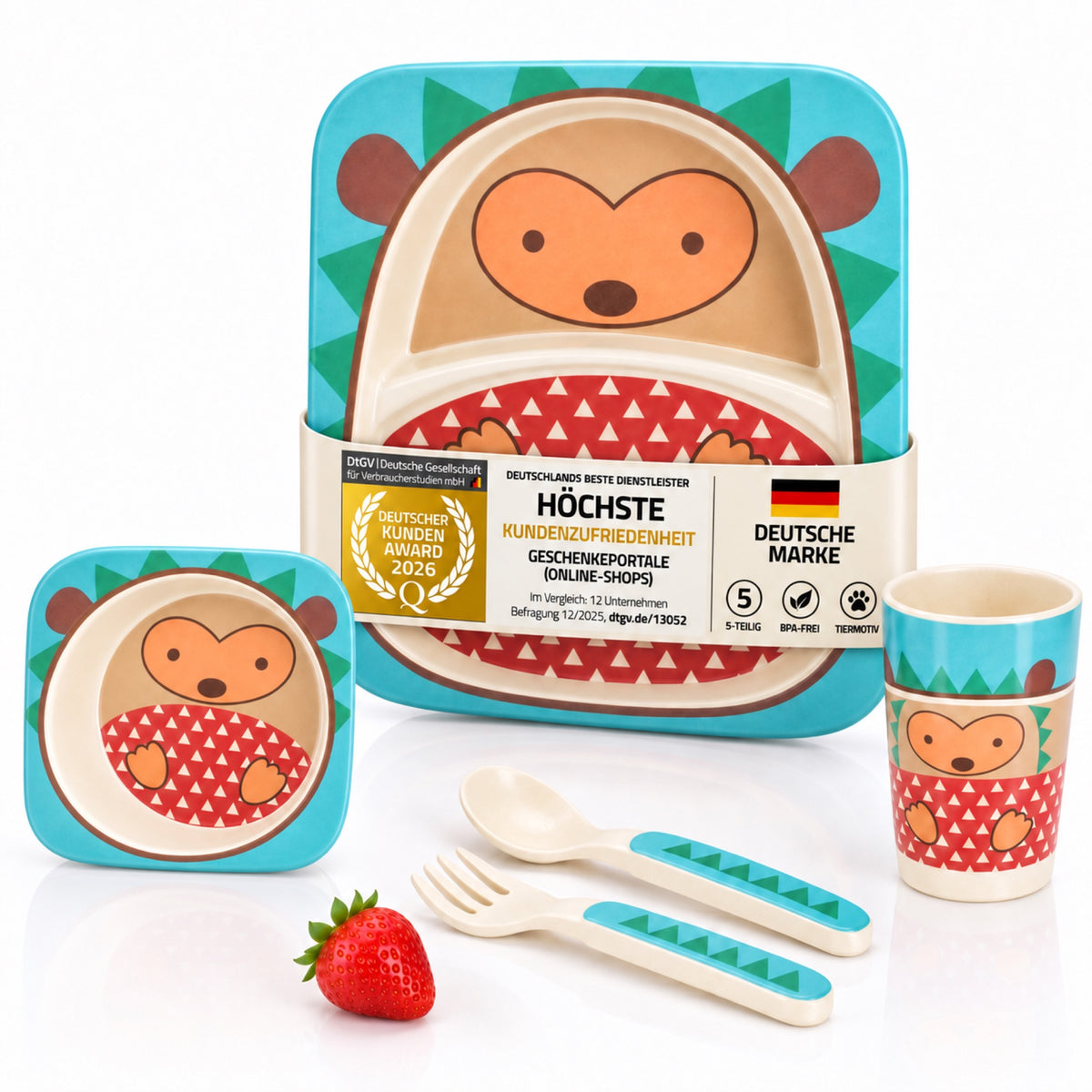 Rutschfestes 5-teiliges Kindergeschirr-Set - BPA-frei & Nachhaltig #Variante_Igel