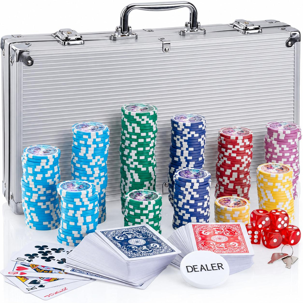 Pokerset 500 Chips im silbernen Koffer