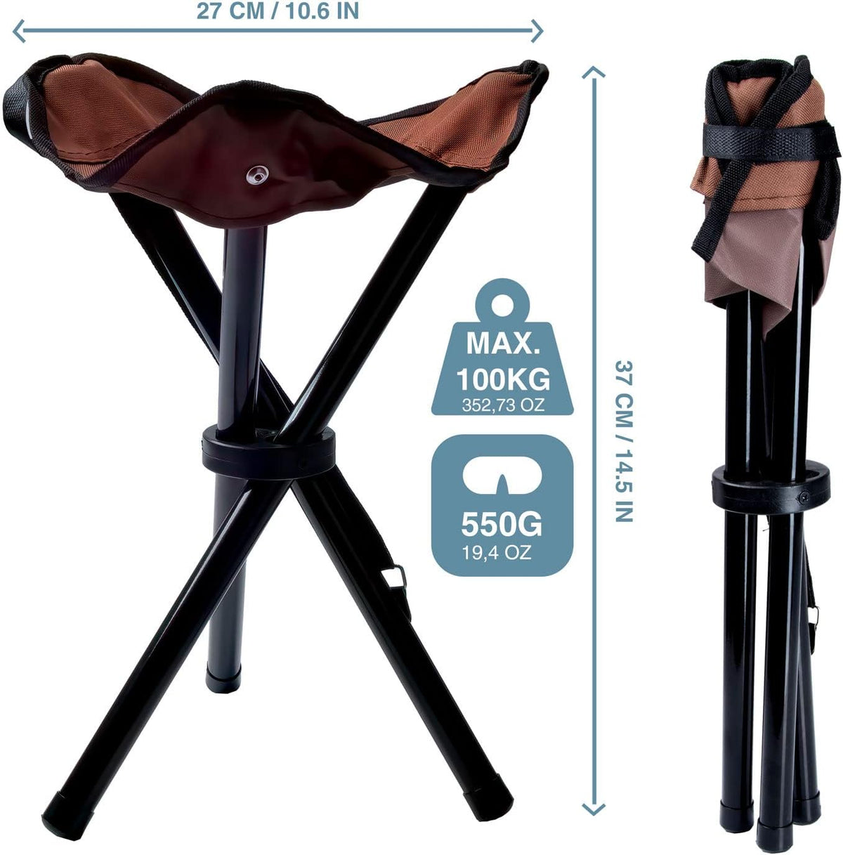 Camping-Hocker – Klappbarer Dreibeinhocker für Festivals & Outdoor #Variante_Standard #Anzahl_1