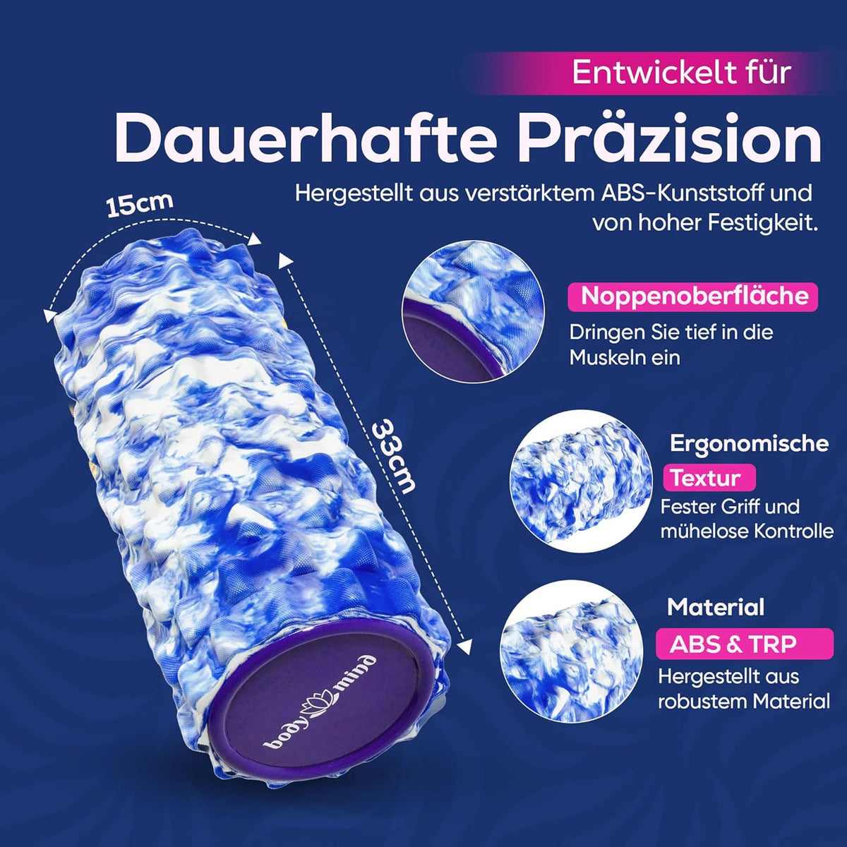 Body & Mind Faszienrolle – Massage-Rolle für Faszientraining #Farbe_Blau-Weiß