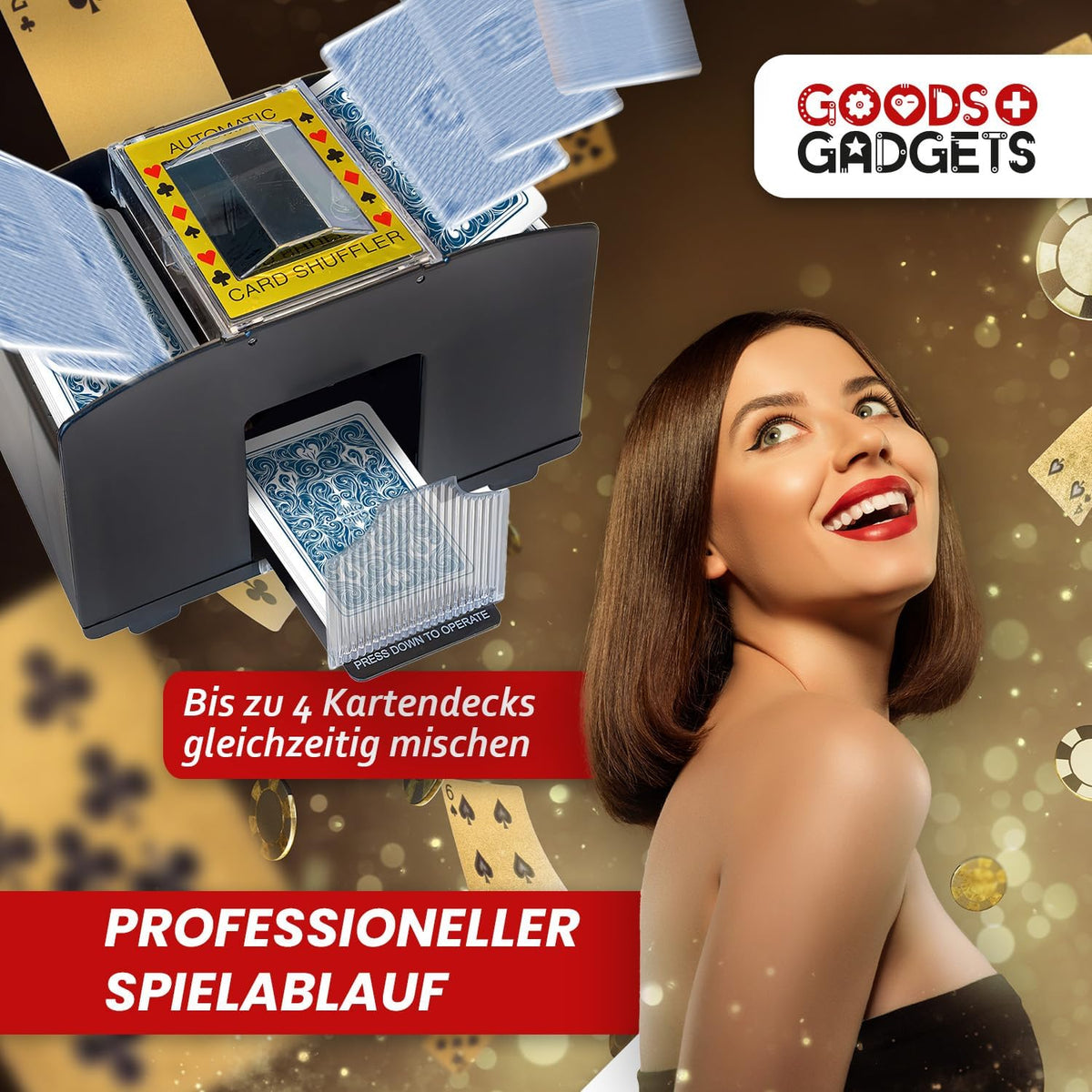 Automatischer Kartenmischer für bis zu 4 Decks – Elektrische Mischmaschine