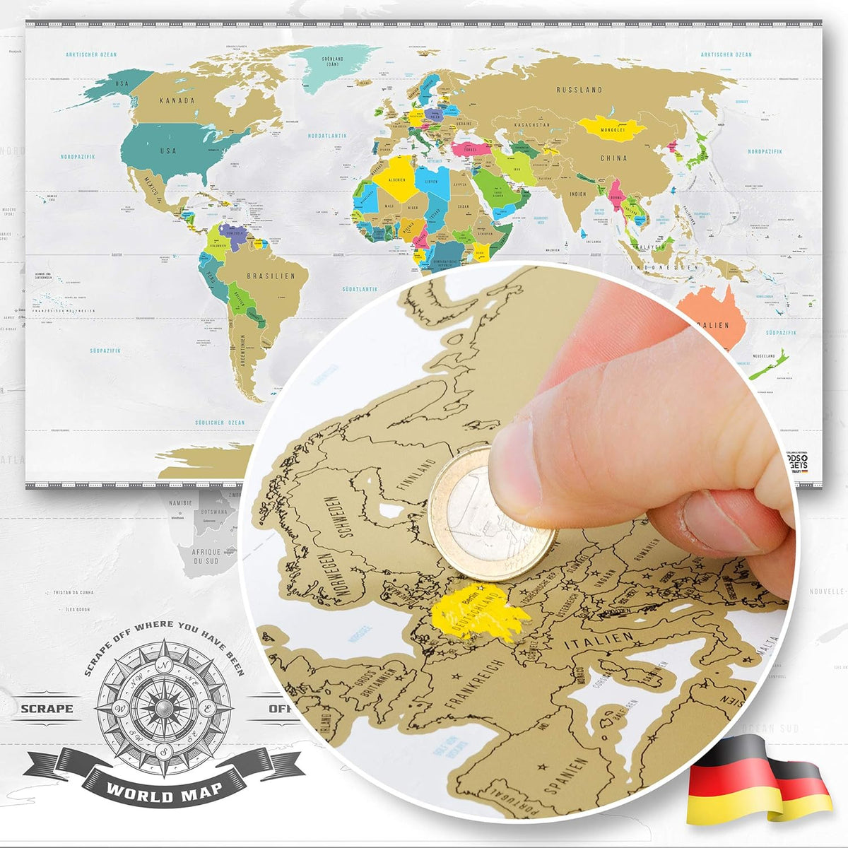 Rubbel-Weltkarte Gold Detailbild #Farbe_Gold