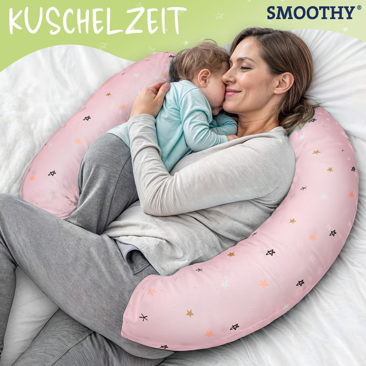 XXL Stillkissen & Schwangerschaftskissen für Seitenschläfer #Farbe_Pink
