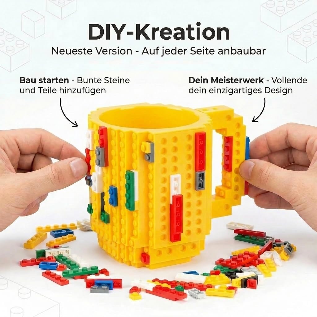 Brick Mug - Bausteine-Kaffeetasse 350ml - Kompatibler DIY Becher #Farbe_Gelb