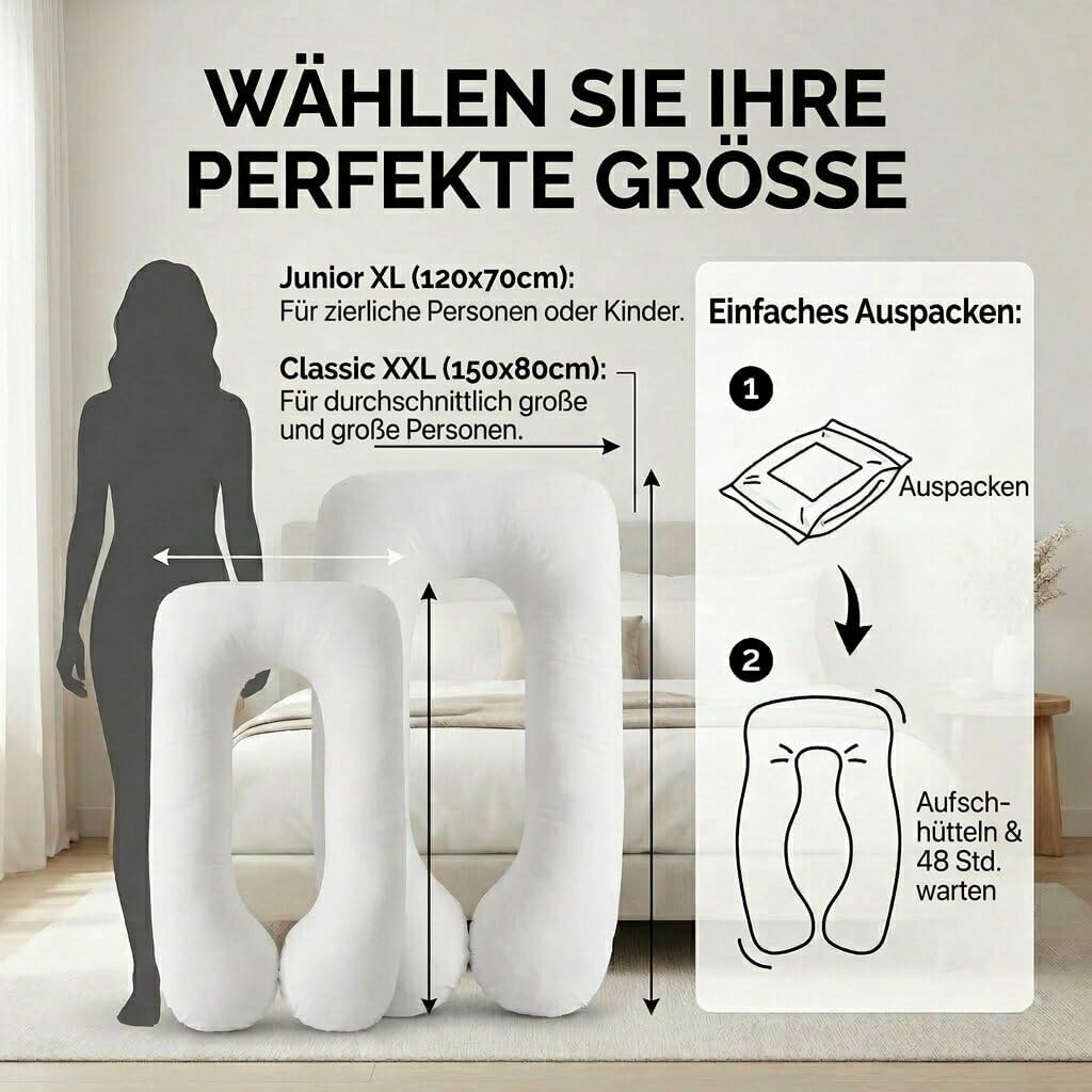 Schwangerschaftskissen & Seitenschläferkissen U-Form Stillkissen #Farbe_Weiß