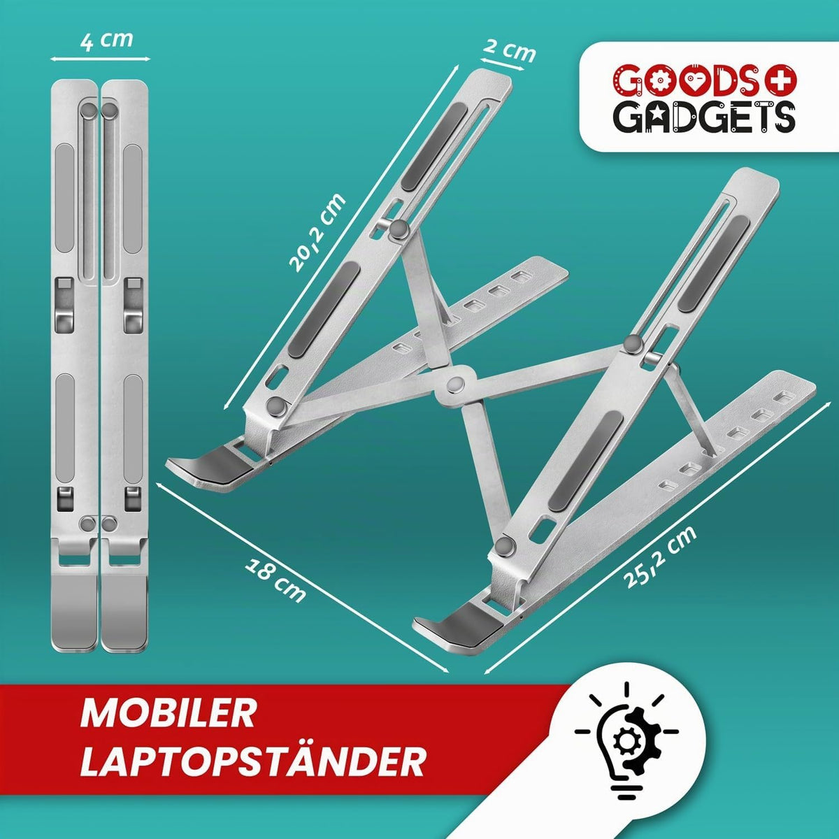 Ergonomische Laptophalterung – Faltbar & Höhenverstellbar #Variante_Edelstahl